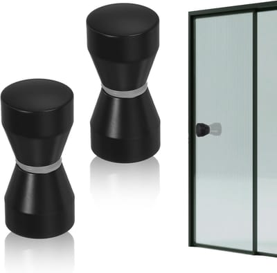 Aluminium Tapered Zwarte Doucheknop - 2 Stuks - Vervangingsonderdelen voor Douchedeuren en Badkamerschermen - 62 * 30mm