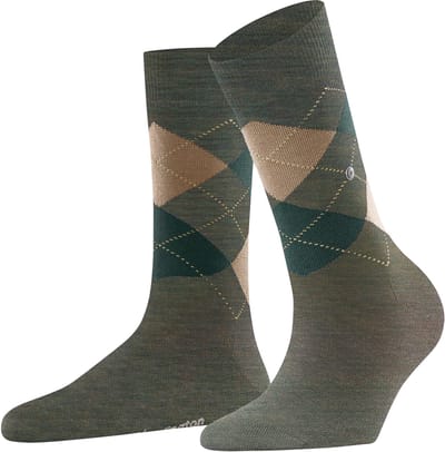 Burlington Melange Marylebone gedessineerd wol sokken dames blauw - maat 36-41