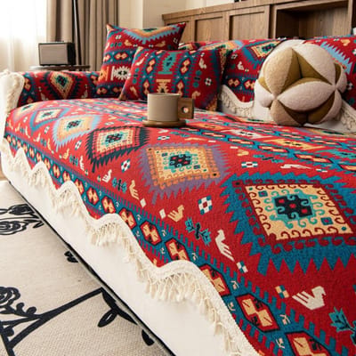 1 Stuk Chenille Bankkussen Boheemse Bankhoezen Katten Honden Anti-Kras Bankkussen Mat Vier Seizoenen Universeel Voor Woonkamer A 70x70cm 1pc