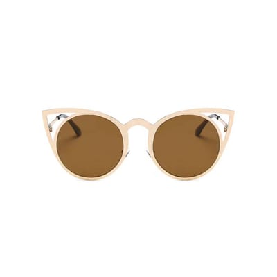 Freaky Glasses - feestbril rond met kattenoortjes - Festivalbril - Glasses - Heren - Dames - Unisex - Kunststof - bruin - goud