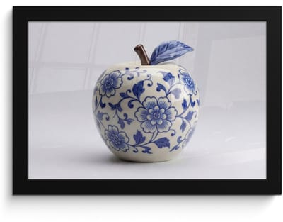 Poster in lijst - Fotolijst 30x20 cm - Posters - Appel - Blauw - Klassiek - Posterlijst zwart - Decoratie - Wanddecoratie woonkamer - Muurdecoratie slaapkamer