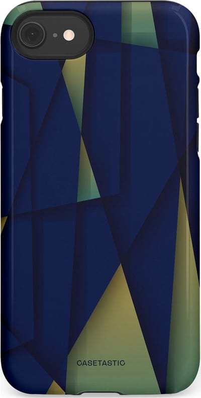Casetastic Hoesje Geschikt voor Apple iPhone 7/8/SE - Stijlvolle Beschermende Duo-layer Case - Blauwgroene Driehoeken