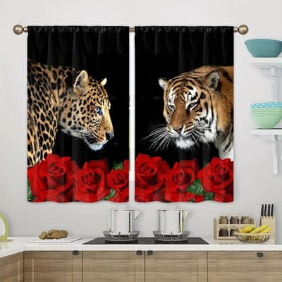 Zwart en Wit Bijpassende Romantische Bloemen Rozet Gordijnen voor Woonkamer Slaapkamer Huisdecoratie 2 Stuks Gratis Verzending 1x50W60H(CM)&Grommet Top