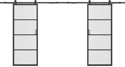 Vente-unique Dubbele schuifdeur met wandbevestiging - aluminium en transparant gehard glas - 2 x H205 x L63 cm - SINCA II
