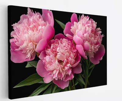 Saammp Canvas Schilderij - 3 roze bloemen - Natuur - Abstract - 45x30 - Foto op canvas - Wanddecoratie - Muurdecoratie Woonkamer - Woonkamer Decoratie