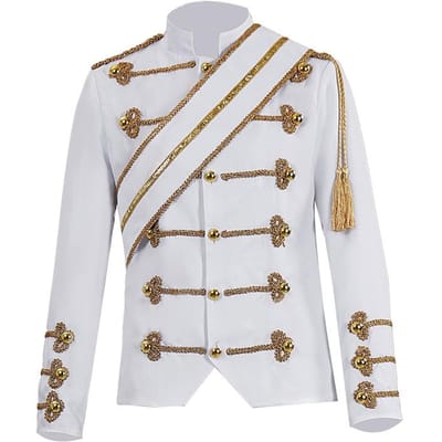 Michael Jackson MJ Manteau Danse Paillettes Costume Veste Scène Chanteur Blanc Noir Manteau Cosplay Costume Halloween Uniforme Tenue L blanc