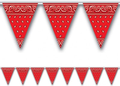 Set van 3x stuks western/wilde westen thema rode zakdoeken vlaggenlijn van 366 cm - Cowboy wilde westen feestversiering