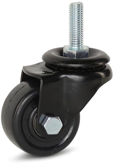 Zwart nylon zwenkwiel met schroefdraad - 50mm - 150kg