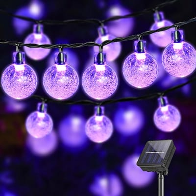 Zonne-lichtsnoer Kristallen Bollen - Decoratieve Verlichting - Tuin Verfraaien - 30 LED's 8 Meter - IP44 Waterdicht - Paars