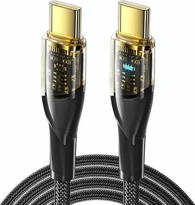 DrPhone WDC3 USB-C naar USB-C Kabel 100W – PD Snelladen 20V/5A – 480 Mbps Data – E-Marker – LED – Nylon – 1M – Zwart