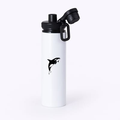 Hacebo® - Orca's waterfles met draaidop zwart - Vissen - Dieren liefhebbers - Zeedieren - roofdieren - water fles - 850ML