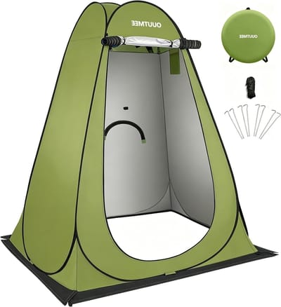 Pop-up douchetent voor kamperen, draagbare toilettent met UV- en regenbescherming, 1,5 x 1,5 x 1,9 m, ideaal voor strand, picknick en outdoor activiteiten