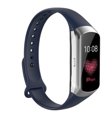 By Qubix - smartwatch bandje - Compatible Samsung bandje - Siliconen bandje - Donkerblauw - Geschikt voor Samsung Galaxy Fit