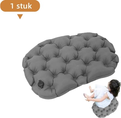Opblaasbaar zitkussen - Reiskussen comfort - Kamperen en reizen - Waterdicht en lichtgewicht - 36 x 28 cm - Grijs