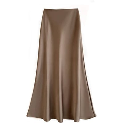 Hoge Taille Slankmakende Midi Lengte Satijn Acetaatzijde Gladde Halve Rok Lente/zomer Wikkel Billen Fishtail A-lijn Lange Rok 3XL kaki