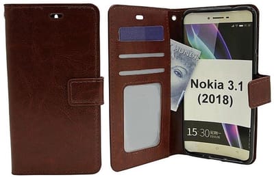 LuxeBass Hoesje geschikt voor Nokia 3.1 - Bookcase Bruin- portemonnee hoesje - telefoonhoes - gsm hoes - telefoonhoesjes