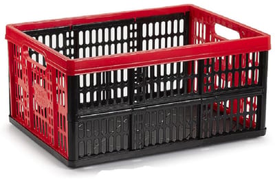Plasticforte opbergkrat - vouwbaar - 33 Liter - 48 x 35 x 24 cm - vouwkratten - zwart/rood