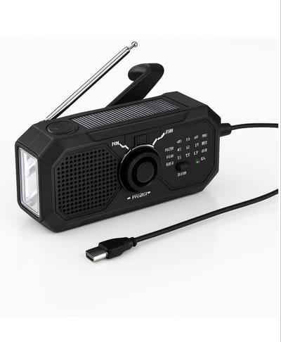 Noodradio Solar Opwindbaar - Model 2025 - Noodpakket - Solar Powerbank - Radio op Batterijen - Zaklamp - Powerbank Zonneenergie - Nood radio Opwindbaar - Zwart