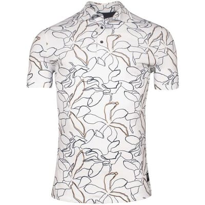 Giordano Polo Formentini Floral Pattern Subtle Stretch Piqué Wit / male