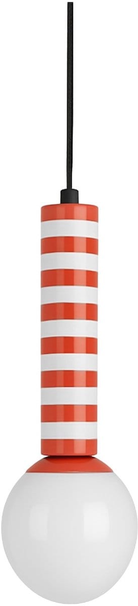Leitmotiv Hanglamp Rayado Retro - Helderoranje - 12x12x38cm - Modern - Hanglampen Eetkamer, Slaapkamer, Woonkamer