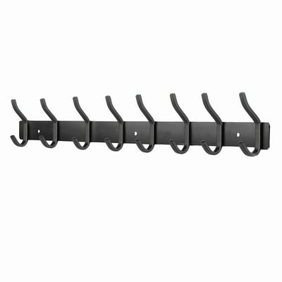 Kapstok met 8 haken, kapstokhaken, wandhaken voor handdoeken van roestvrij staal (mat zwart, 8 haken)