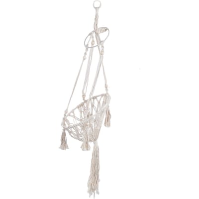 Hamac pour Chat Tissé à la Main Macramé Lit Suspendu pour Chat Corde de Coton Balançoire pour Chat d'Animal de Compagnie pour Jardin Cour white