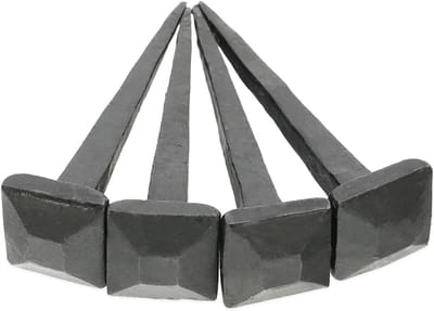 Set van 4 Handgesmede Rustieke Vierkante Kop Zwarte IJzernagels 75mm