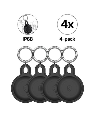 Tectier AirTag Sleutelhanger Siliconen Waterdicht IP68 4 Stuks - Zwart