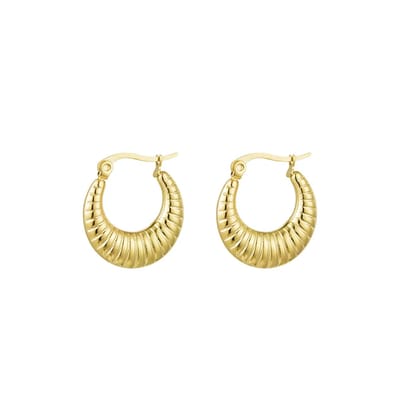 Yehwang - oorbellen - oorringetjes - gestreept - goud - rvs - dames