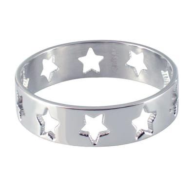 Quiges Stapelring Dames - Vulring Sterren - RVS Zilverkleurig - Maat 20 - Hoogte 6mm