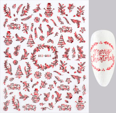 Cabantis Nagelstickers - Nail art stickers - Nagels - Nagelstickers velletjes - Stickers nagelstudio - Nagelstickers Kerst - Plant Decoratie Kerst - 1 vel - Rood