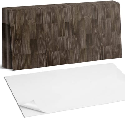 Coloray Plaktegels - Houten plankpatroon Zelfklevende Wandtegels - 40 cm x 20 cm - Zwart Plaktegels - 10 stuks - Rechthoek PVC Tegels - Plaktegels Badkamer - Vloertegels Zelfklevend - Vinyltegels Vloer Zelfklevend - Portugese Tegels