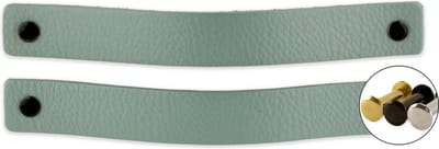 Leren handgrepen - Vaalgroen - 2 stuks - 20,0 x 2,5 cm - incl. 3 kleuren schroeven - Handgrepen leer - Leren meubelgreep - Leren handvaten kast - Leren lus - Handgreep kast leer - Leren greepjes - Handvat leer - Leren deurgreep - Leren handgreep
