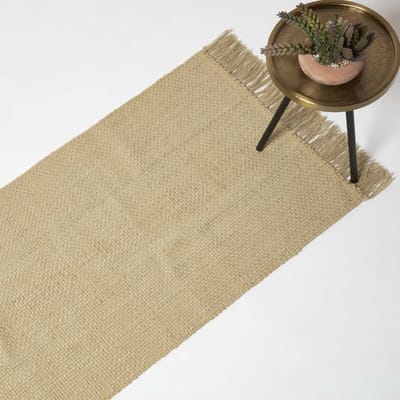 Homescapes Zaphyr jute tapijtloper 66 x 200 cm - natuurlijke kleur gemaakt van 100% jute