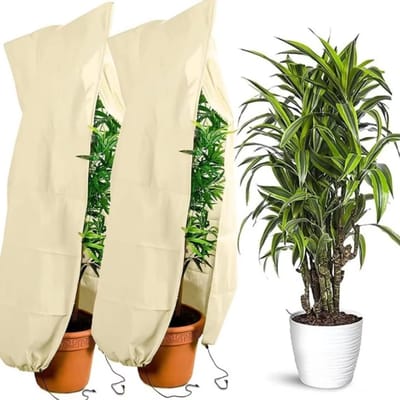 Plantenhoes - plantenhoes tegen vorst - Plantenhoes Vorstdeken - Voor de tuin - Planten Vorstdoek - Vorstbeschermingshoes - Vliesstof - Fleece tas - Ritssluiting met trekkoord - Geschikt voor bomen - Buiten koud weer (120*180cm - 2 stuks)