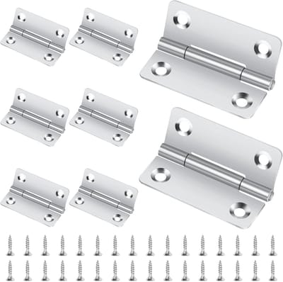 Vouwscharnieren 8 Stuks 50 x 39 mm RVS Deurscharnieren voor Houten Deuren, Kasten en Vensters met 32 Schroeven, Zilver