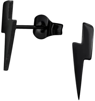 CS Joy - Bliksem oorbellen - Chirurgisch staal - 3 x 13 mm - zwart - ip/pvd black plated