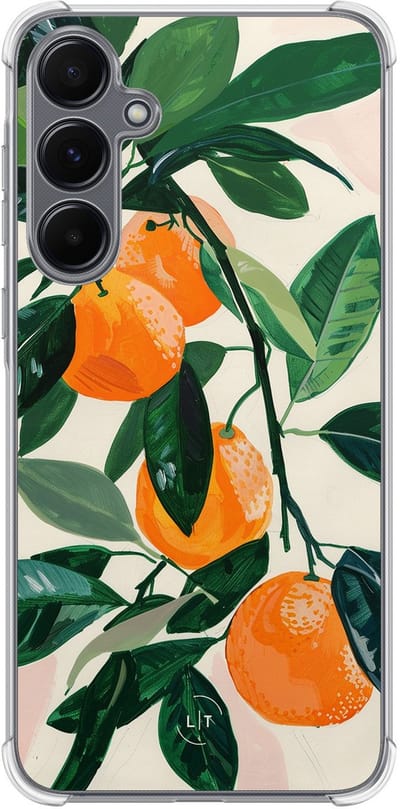 Shockproof hoesje - Geschikt voor Samsung Galaxy A35 - Oranges - Extra sterke case - TPU/polycarbonaat - Natuur - Oranje, Transparant