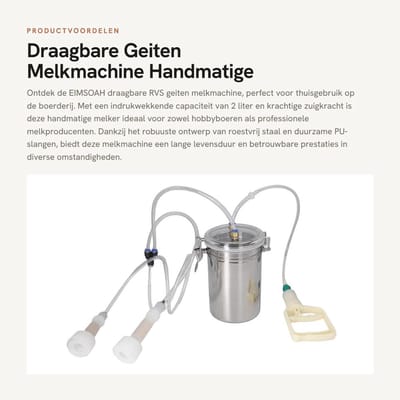 Dailygoods- Geitenmelker met sterke zuigkracht - Melkmachine - Handmatige Melkmachine - 2 Liter Capaciteit - Duurzaam Roestvrij Staal - Transparante Deksel