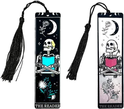 Dailygoods- Bladwijzers Skeleton Tarot - Gotische Stijl - 2 Stuks - Acryl - Waterdicht - 12 cm Hoogte - Duurzaam - Boekenleggers