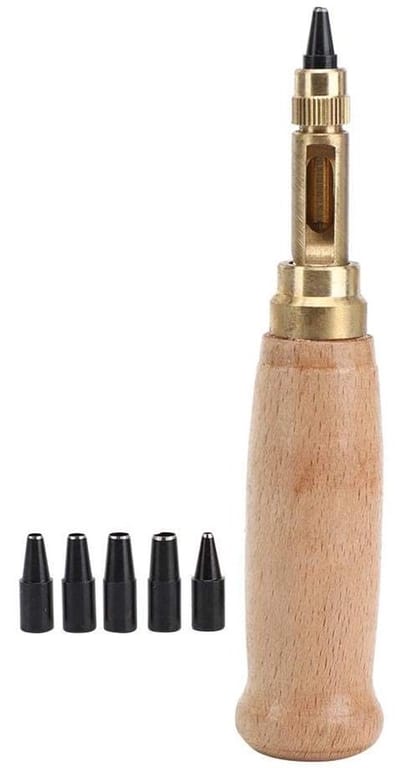 Automatische 6-in-1 perforatorboor voor leer en papier - Instelbare schroef - Boekbinder gereedschap - Lederen riem perforator met gat oogjes