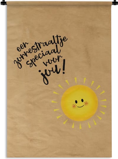 Wandkleed - Wanddoek - Beterschap - Quote - Zon - 120x180 cm - Wandtapijt