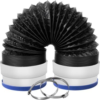 Ulisem - Droogafvoerslang - 10cm aluminium - 6 lagen folie - Inclusief rubberen ringen en 2 klemmen - Buigzaam en brandvertragend - Geschikt voor smalle ruimtes en wasruimte - Universele pasvorm - 1m/3ft