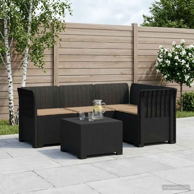 vidaXL - 4-Zitter - Tuin - Sofa - met - Kussens - Rattan - Look - PP - Antraciet