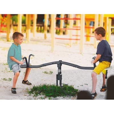AXI Roterende Wipwap in Antraciet / Crème van metaal - Seesaw voor kinderen vanaf 3 jaar 360° draaibaar - Wip wap voor de speeltuin / tuin / buiten