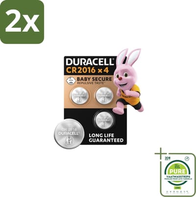 Duracell Knoopcelbatterijen 2016 4 stuks per verpakking - Voordeelverpakking - 2 stuks - Knoopcelbatterijen - Lithiumbatterijen