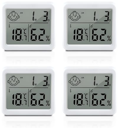 4x Digitale Thermometer en Hygrometer met Tijd- en Datumweergave