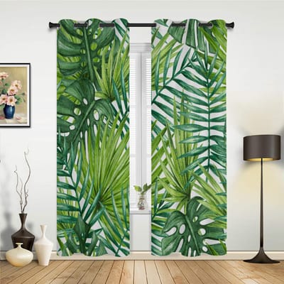 Palmbladeren Geel Grijs Wit Raambekleding voor Slaapkamer Woonkamer Raambekleding Keuken Kinderkamer Raambekleding Moderne Woondecoratie 135W x 60H(cm) x1