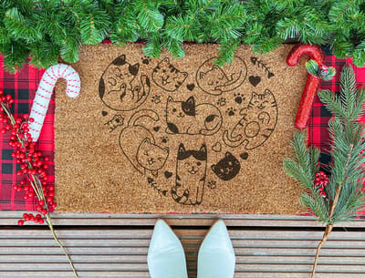 Pawsitively Charming Meow | 60x40 cm | Nieuwe huis cadeau | Ingangsmat | Deurmat met stijl | Verhuizing cadeau | Praktisch & trendy | Perfect voor binnenkomst | Cadeau voor nieuwe woning