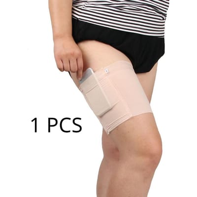 1 stuks Sexy Dames Dijbanden Hoge Stretch Beenwarmers Onzichtbare Mobiele Telefoon Tas Zakken Antislip Anti-Wrijving Dijband S black